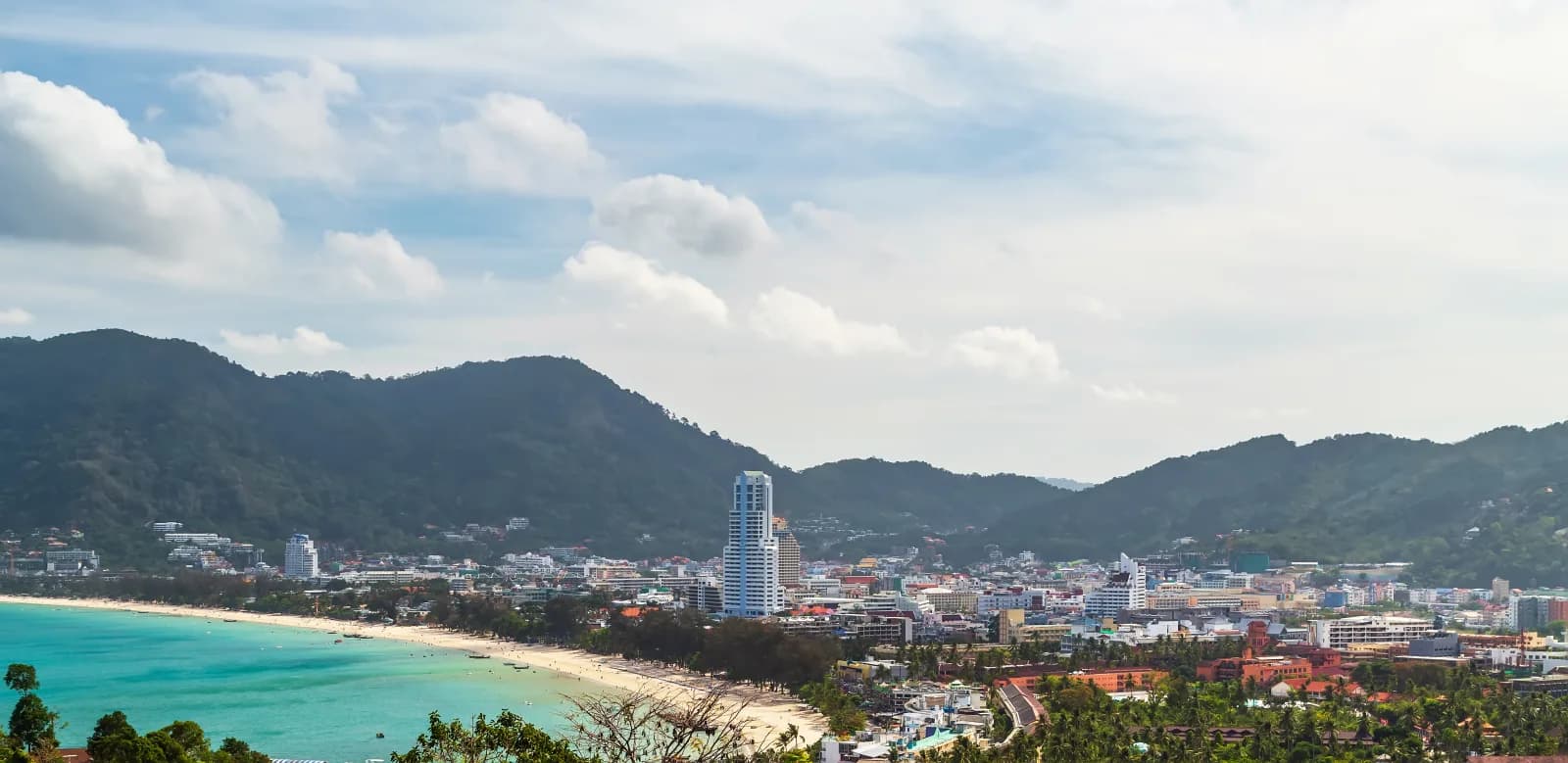 Panoramic view of Kata Bay from a viewpoint
