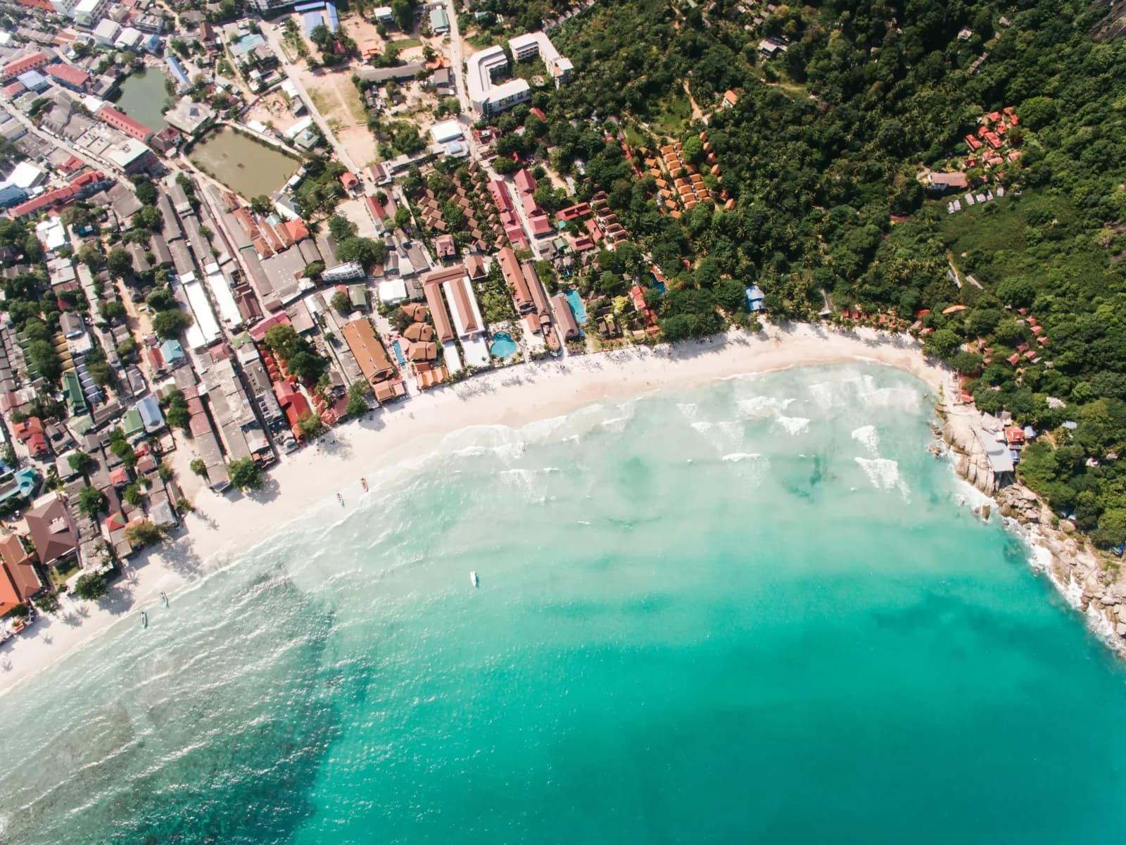Aerial view of Patong Beach and the town